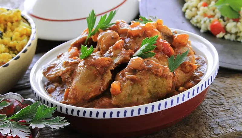 A lamb tagine on a table