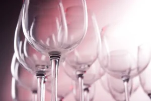 Wine glasses lined up